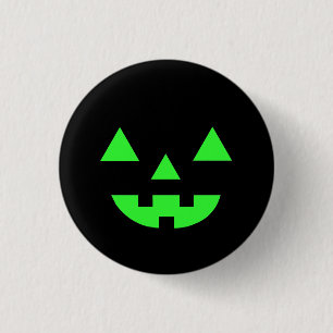ハロウィン ジャックオランタン カボチャの顔 緑 缶バッジ