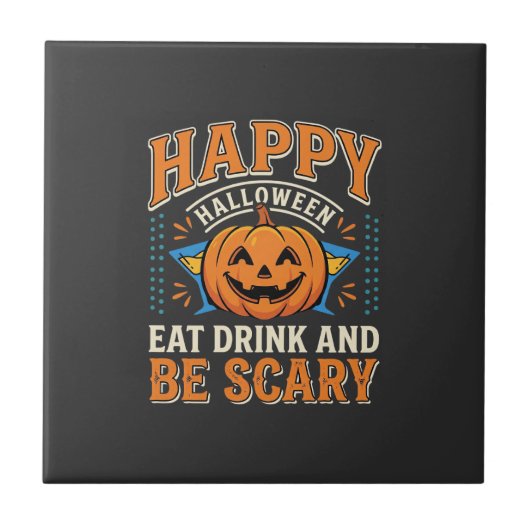 ハロウィン ジャックオランタン 食べる 飲む 怖い_1 タイル (正面)