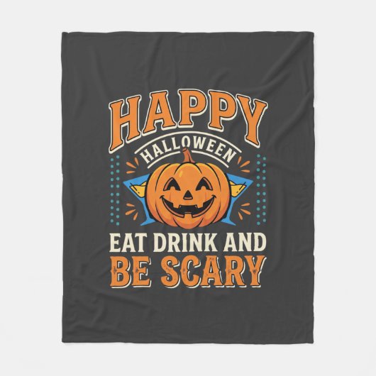 ハロウィン ジャックオランタン 食べる 飲む 怖い_1 フリースブランケット (正面)