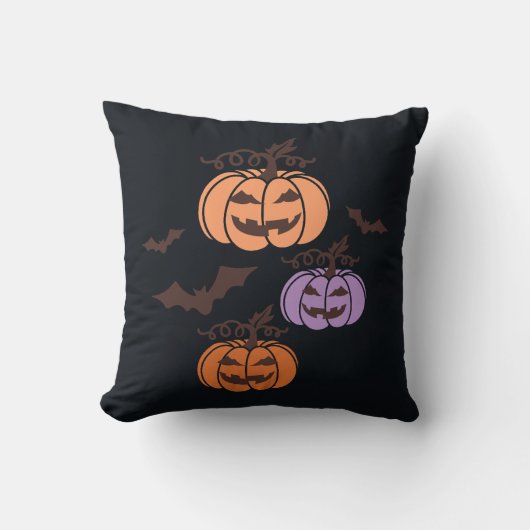 ハロウィン・ジャックオーランタンのかぼちゃ3つ組 クッション (正面)