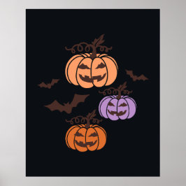 ハロウィン・ジャックオーランタンのかぼちゃ3つ組 ポスター