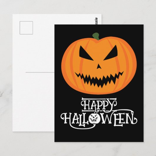 ハロウィン ジャックオーランタンのカボチャ ポストカード (正面/裏面)