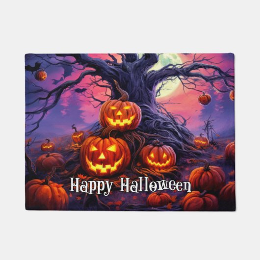 ハロウィン ジャックオーランタン 玄関マット (正面)