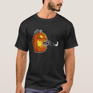 ハロウィン ジャックオーランタン 追いかける おばけ 猫 ほうき Tシャツ
