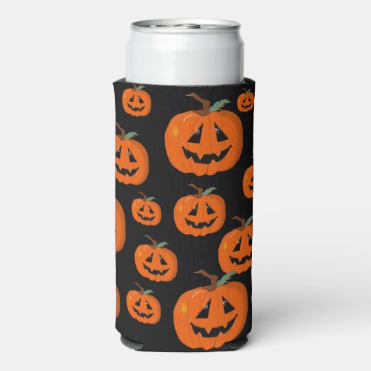 ハロウィン ジャック・オ・ランタン イラストアート スリム缶クーラー (Seltzer裏面)