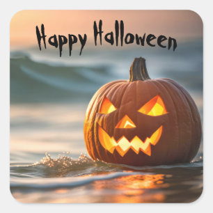 ハロウィン・ジャック・オ・ランタン・シーサイド スクエアシール