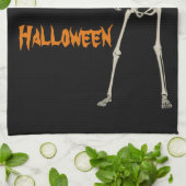 ハロウィン・ジャック・オ・ランタン・スケルトン装飾 キッチンタオル (折り畳み)