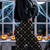 ハロウィン スカルとフラワーパターン レギンス