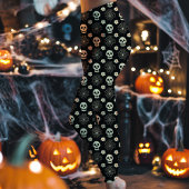 ハロウィン スカルとフラワーパターン レギンス