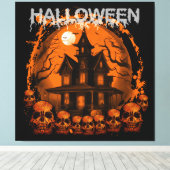 ハロウィン スカル おばけ キャンバスプリント (インサイチュ (ウッドフロア))