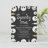 ハロウィン スカル こどもの1歳の誕生日 招待状 (スタンド正面)