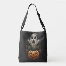 ハロウィン スカル カボチャ スプーキー ドットアート クロスボディバッグ