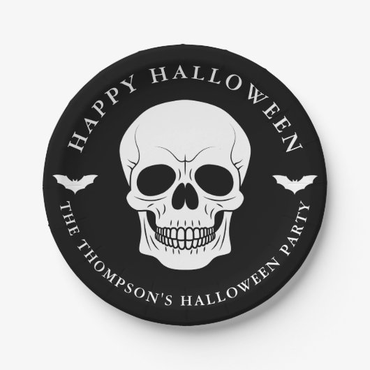 ハロウィン スカル バット カスタム デザイン ペーパープレート (正面)