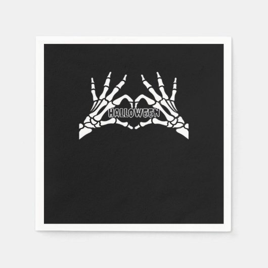 ハロウィン - スケルトンの手のハート スタンダードカクテルナプキン (正面)