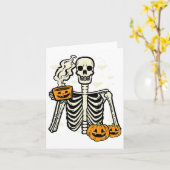 ハロウィン スケルトン かぼちゃ 秋 コーヒー 楽しい 衣装 カード (黄色い花)