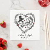 ハロウィン スケルトン カップルリース イラスト スタンダードランチョンナプキン (インサイチュ)