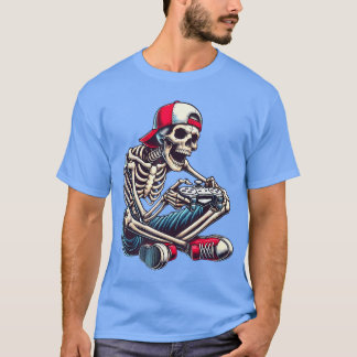 ハロウィン スケルトン ゲーマー ビデオ ゲーム ボーイズ ガールズ M Tシャツ