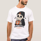 ハロウィン スケルトン コーヒー Bone Appetit Tシャツ (正面)