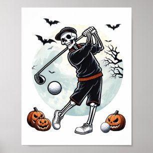 ハロウィン スケルトン ゴルフ ゴルファー おもしろ メンズ ボーイズ ポスター