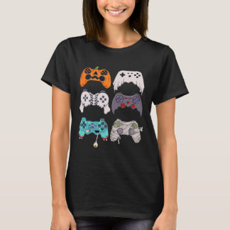 ハロウィン スケルトン ゾンビ ゲーミングコントローラー ミイラ Tシャツ