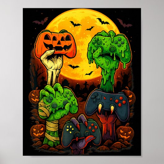 ハロウィン スケルトン ゾンビ ミイラ ゲーミングコントローラー  ポスター (正面)