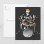 ハロウィン スケルトン ロック ハンド ドラムを演奏 ポストカード (正面/裏面)