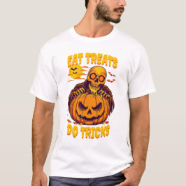 ハロウィン スケルトン 食べる お菓子 イタズラ Tシャツ