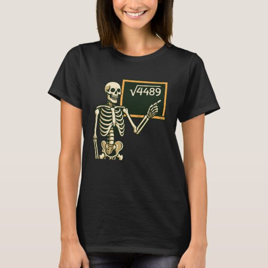 ハロウィン スケルトン 67 ミーム 平方根 4489 数学 Tシャツ (正面)
