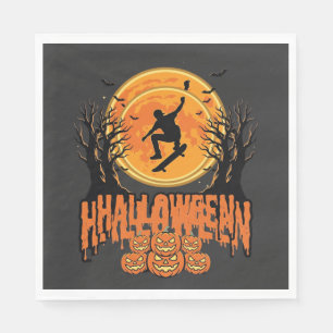 ハロウィン スケートボード 月 デザイン ハロウィン スタンダードランチョンナプキン