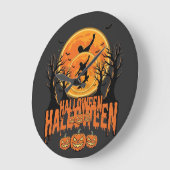 ハロウィン スケートボード 月 デザイン ハロウィン ラージ壁時計 (傾斜)
