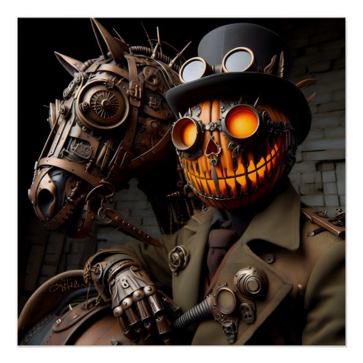 ハロウィン スチームパンク ジャック・オ・ランタン騎士 ポスター (正面)
