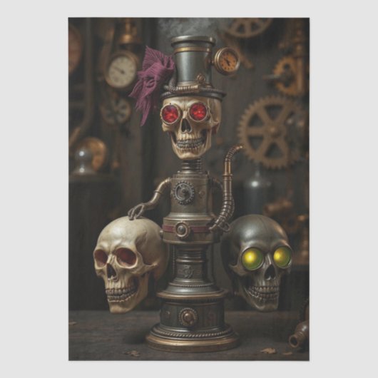 ハロウィン スチームパンク スケルトン 薄葉紙 (正面)