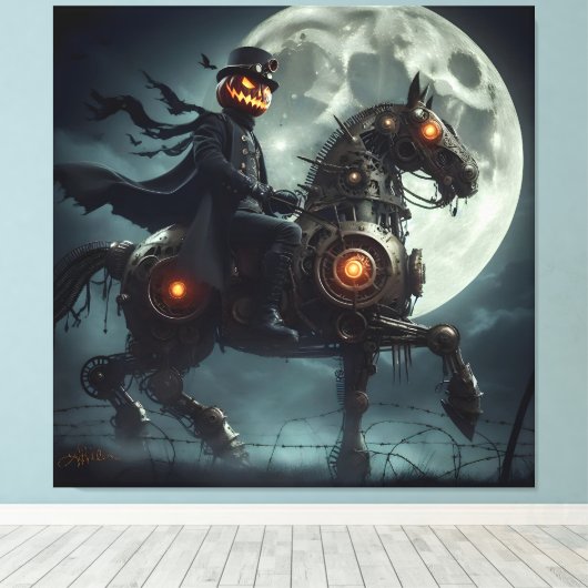 ハロウィン スチームパンク 首なし騎士 キャンバスプリント (インサイチュ (ウッドフロア))