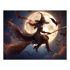 ハロウィン スチームパンク 魔女 月夜の飛行 フォトプリント           