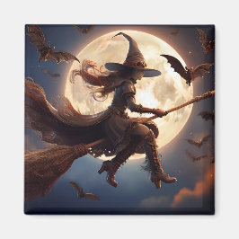 ハロウィン スチームパンク 魔女 月夜の飛行 マグネット