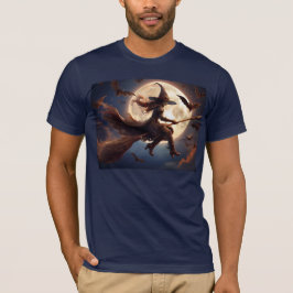 ハロウィン スチームパンク 魔女 月夜の飛行 Tシャツ