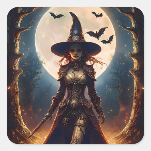 ハロウィン スチームパンク 魔法使いの森 スクエアシール (正面)