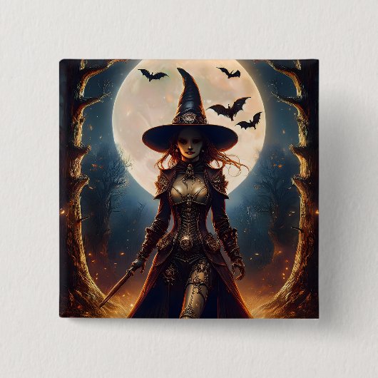ハロウィン スチームパンク 魔法使いの森 缶バッジ (正面)