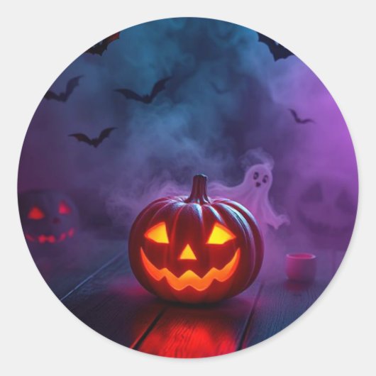 ハロウィン スティッカーセット 幽霊、かぼちゃなど ラウンドシール (正面)