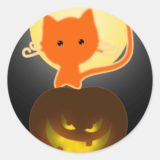 ハロウィン ステッカー オレンジ子猫 (正面)