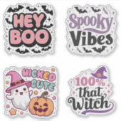 ハロウィン ステッカー シート 4枚組 – スプーキ・キュートなデザイン シール (正面)