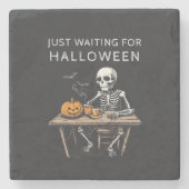 「ハロウィン・ストーン・コースターを待っているだけだ | おもしろい ストーンコースター (正面)