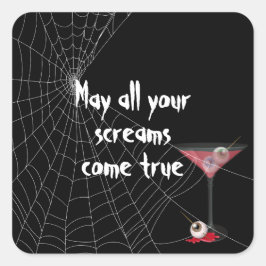 ハロウィン スパイダーウェブと目玉マティーニ スクエアシール