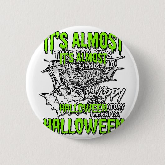 ハロウィン スパイダーウェブデザイン 呼吸療法士 缶バッジ (正面)