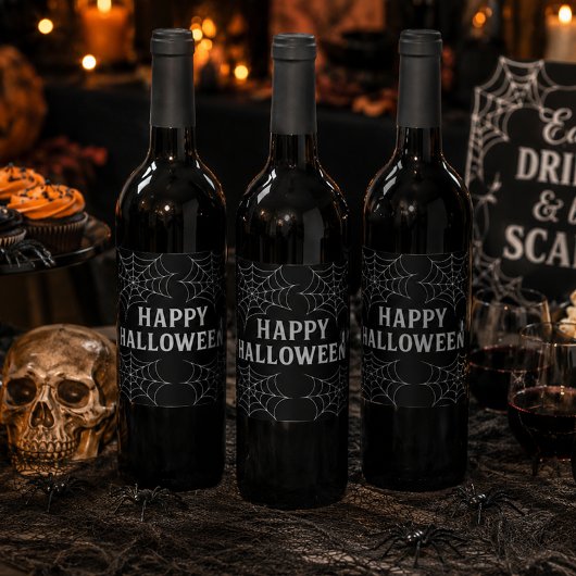 ハロウィン スパイダーウェブ 愉快なハロウィーン ワインラベル