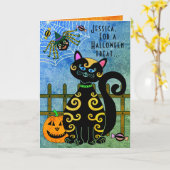 ハロウィン・スパイダー・ウィパーソナライズされたッチ カード (黄色い花)