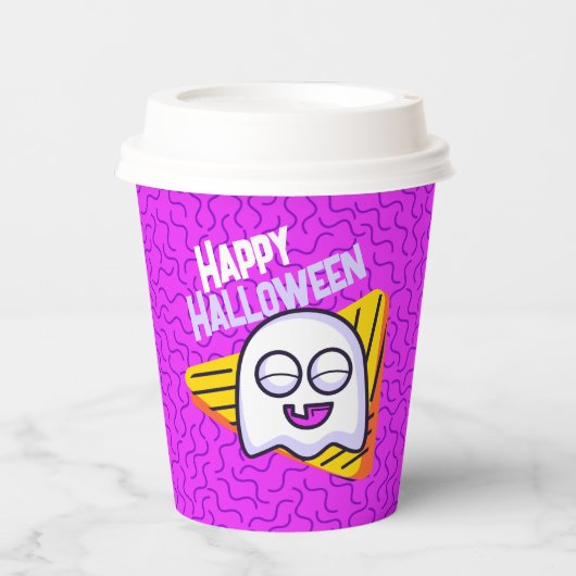 ハロウィン スプーキー ゴースト カップ 紫 紙コップ (正面)