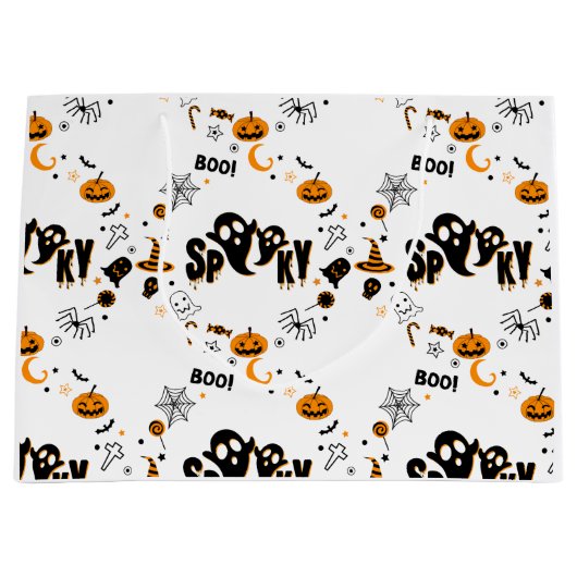 ハロウィン スプーキー ゴースト ラージ ギフト バッグ ラージペーパーバッグ (正面)