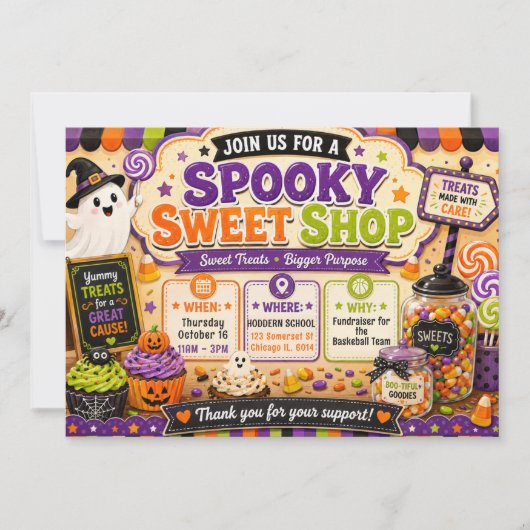 ハロウィン スプーキー スイーツ ショップ 招待状 (正面)