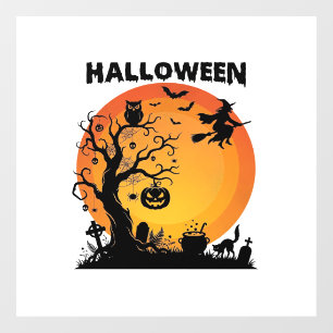 ハロウィン スプーキー ツリー 飛ぶ魔女 オレンジ 月 ブラー ウィンドウサイン